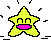 Two pixelated yellow stars with pink mouths and black outlines on a gray background, each surrounded by small black lines.