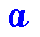 Blue pixelated lowercase 'a' with varying stroke thickness and partial circular outlines in a of three
