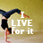 Pixelated image of a person in athletic pose with text overlay reading "I LIVE For it" against textured background.
