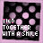 25 identical pixelated icons featuring pink polka dots on black background with 'TIED TOGETHER WITH A SMILE' text in white and pink
