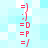A vertical sequence of red emoticons on a light blue and white checkered background, showing repeated patterns with slight variations in order.