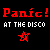 Pixelated text and star icons display 'Panic! AT THE DISCO' in multiple colors with distinct star symbols beneath each phrase.