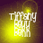 Pixelated text 'Tiffany' and 'Buddy' in white with yellow glow on dark background, four identical frames with slight variations in pixel alignment.