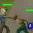 Pixelated animation shows two figures in a fight scene with green health bars, one figure holding a blue glowing object while text reads "NOOB I OWN YOU!" on black background.