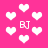 Pixelated pink background with white heart shapes and "BJ" text in a pattern, some hearts appear blurred or distorted