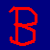 Red pixelated 'B' and red-and-white sock icon on solid blue background, both static with no visible animation changes.