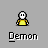 A 5x4 contact sheet of animated frames showing a pixel art demon character in various poses and color variations with the text "Demon" beneath each frame.