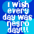 Pixelated text on blue background reads "I wish every day was negro day!!!" in white block letters with light blue highlights.
