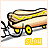 Pixelated hot dog on wheels with yellow accents and black outline, labeled 'SLOH' in pixel font below.