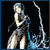 Animated sequence of a female figure in dark attire with blue energy effects, transitioning from standing pose to dynamic motion against black background.
