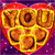 Heart-shaped icon with golden text 'YOU' and 'ME' in a grid layout, surrounded by red and pink gradient border on purple background.