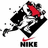 Pixelated Nike logo with football player graphic and red text reading Football Is Life on black background.
