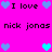 Pixelated icon with bright pink background displaying repeated text and heart symbols in blue tones.