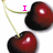 Cherry cluster with pink text 'I', 'HEART', and 'CHERRIES!!!' appearing sequentially on white background.