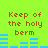Green background with brown text reading "Keep of the holy berm" and blue horizontal bars in two , showing animation changes between frames