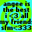 Static image with cyan and green spiral background displaying repeated text about 'angee' being the best, including heart symbol and 'sfm<333' phrases.