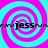 Four identical spiral patterns in cyan and magenta with the text "jess" repeated horizontally across each, rendered as a static image.