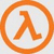 Orange lambda symbol enclosed in a circular border on a light background, rendered in pixelated style with no visible text or additional elements.