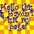 Blue text on a yellow-orange checkered background reads 'Hello this is Haydn. Visit my page!' in four repeated with slight pixel distortion