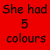 Six colored display fragmented text about hair and fashion, with a pink showing 'WEARS' underlined