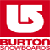 Red square icon with gray U-shaped outline containing red L, below which is a gray bar with red text reading BURTON and pixelated pattern.