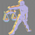 A pixelated animated buddy icon featuring a light purple stick figure holding golden scales against a gray background, with green text reading "Original Icons .com" on the right side of the contact sheet.