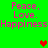 Green background with pink text reading "Peace, Love. Happiness" repeated twice, featuring red and brown pixel hearts at different positions.