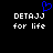 Blue pixelated heart symbol above white text reading 'DETAJJ for life' on black background.