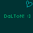 A teal background displays a pixelated cyan heart above two identical lines of green text reading "DoLToN! :)" with no visible animation changes.