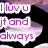 Pixelated image with purple text on black background, heart shapes, and three small purple hearts on the right side.