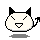 Two pixel-art devil cat icons side-by-side on gray background, each with black ears, tail, and facial features but differing mouth expressions.