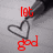 A grayscale image of a pen drawing a heart, with red text changing across four