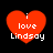 Four red heart-shaped icons with white text 'i love Lindsay' on black background, each showing different pixelation levels.
