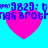 Four identical pixelated pink hearts on cyan background with blue text reading '9829: b nas broth' above each heart.