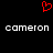 Red pixelated heart symbol above two identical white pixelated text strings on black background.