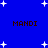 Blue background with white pixelated stars and four instances of the text 'MANDI' in brown block letters arranged in a