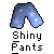 Blue pants with white sparkles on a gray background, labeled "Shiny Pants" in white text below.