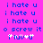 Pixelated text on bright pink background with blue and white elements, including repeated phrases and a stylized symbol.