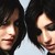 Two side-by-side pixelated faces with dark hair and light skin tones, each wearing a white shirt, positioned against a light background.