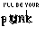 A contact sheet of 17 animated frames from a punk rock-themed AIM buddy icon featuring repeated text elements and color variations across the animation sequence.