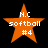 Four orange star-shaped icons with white text reading "H.C softball #4" on a black background, arranged in a