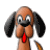 Animated sequence of a cartoon dog with brown fur and black ears, showing tongue movements and heart-shaped mouth transitions against white background.