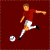 Animated contact sheet showing soccer player kicking ball and cheering fan in pixel art style with red, white, blue, and purple colors on dark background.