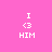 Pixelated text 'I <3 HIM' on pink background with orange bar shifting position