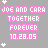 Pixelated pink text on gray background with white stars, repeating 'JOE AND CARA TOGETHER FOREVER 10.28.05' in six identical positions