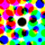 A vibrant, pixelated pattern of overlapping multicolored circles in red, blue, green, yellow, and pink with black centers on a white background, featuring the text 'flyleaf' in cyan letters.