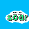 Static image of multiple identical cloud-shaped icons with green text on a blue background.