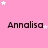Pink background with white stars and repeated black text "Annalisa" in a pattern