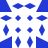 Blue geometric shapes arranged in a grid on white background, including triangles, diamonds, and crosses of varying sizes and orientations.