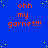 Blue background with yellow dots and repeated orange text "ohh my garnet!!!" in a pattern